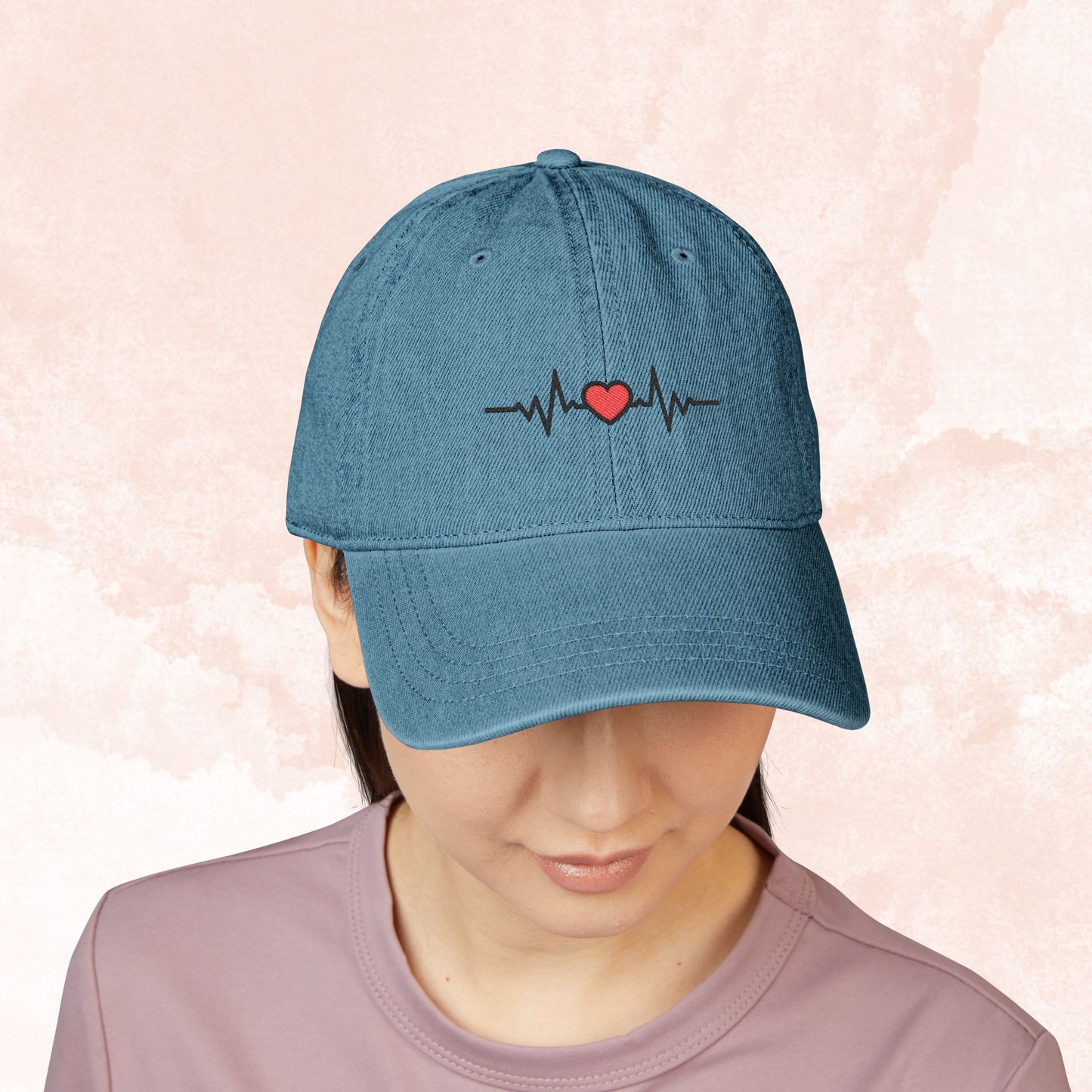 EKG Heartbeat Hat - Healthcare Worker Embroidered Heartbeat Baseball Cap