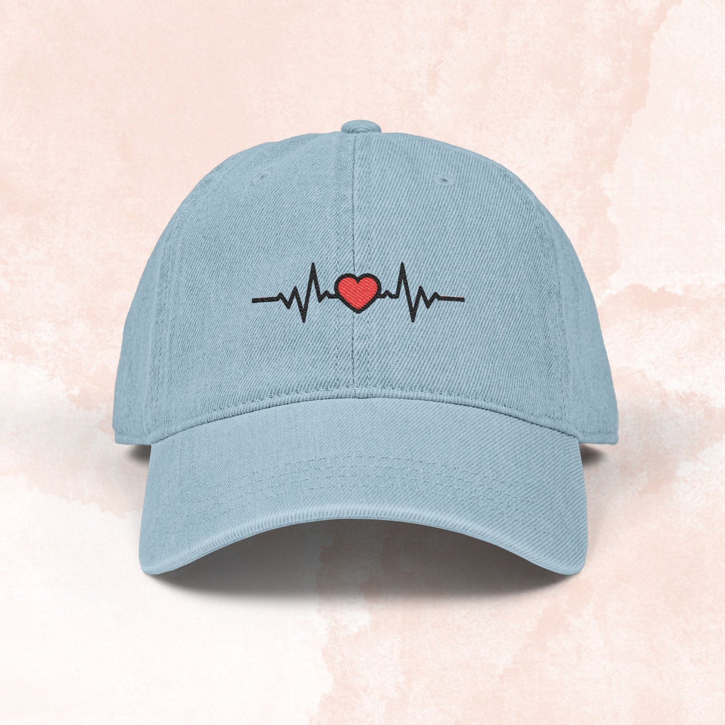 EKG Heartbeat Hat - Healthcare Worker Embroidered Heartbeat Baseball Cap