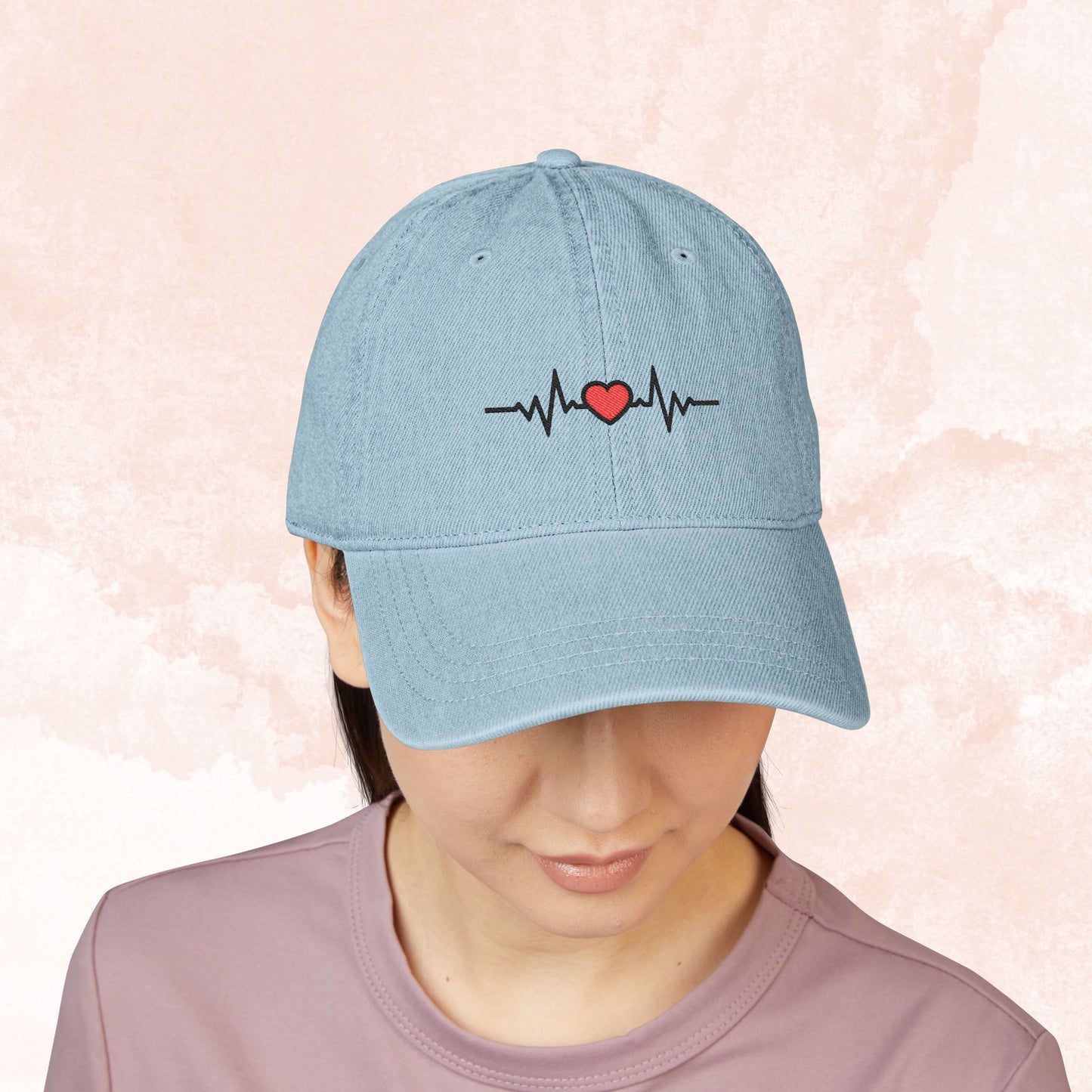 EKG Heartbeat Hat - Healthcare Worker Embroidered Heartbeat Baseball Cap