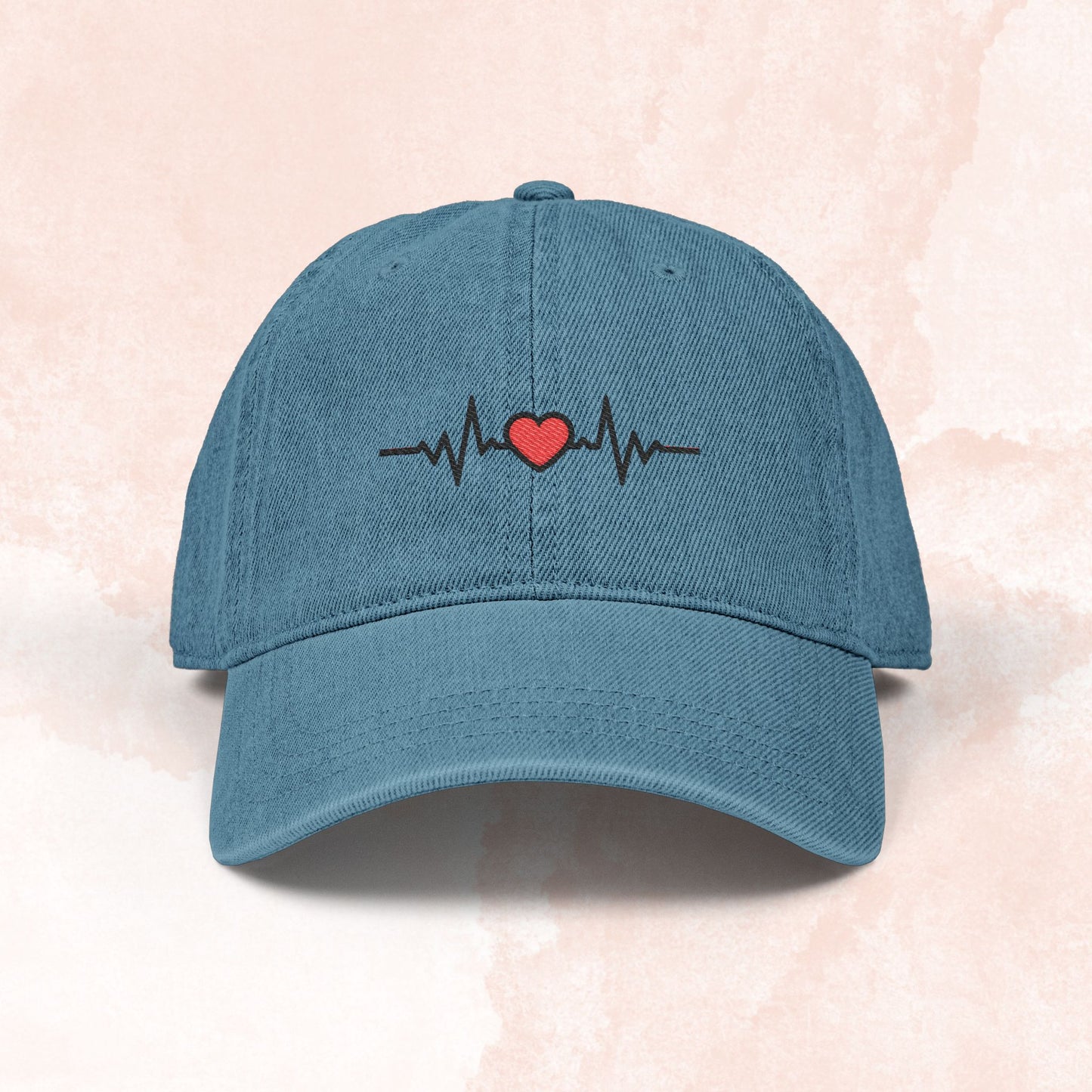 EKG Heartbeat Hat - Healthcare Worker Embroidered Heartbeat Baseball Cap