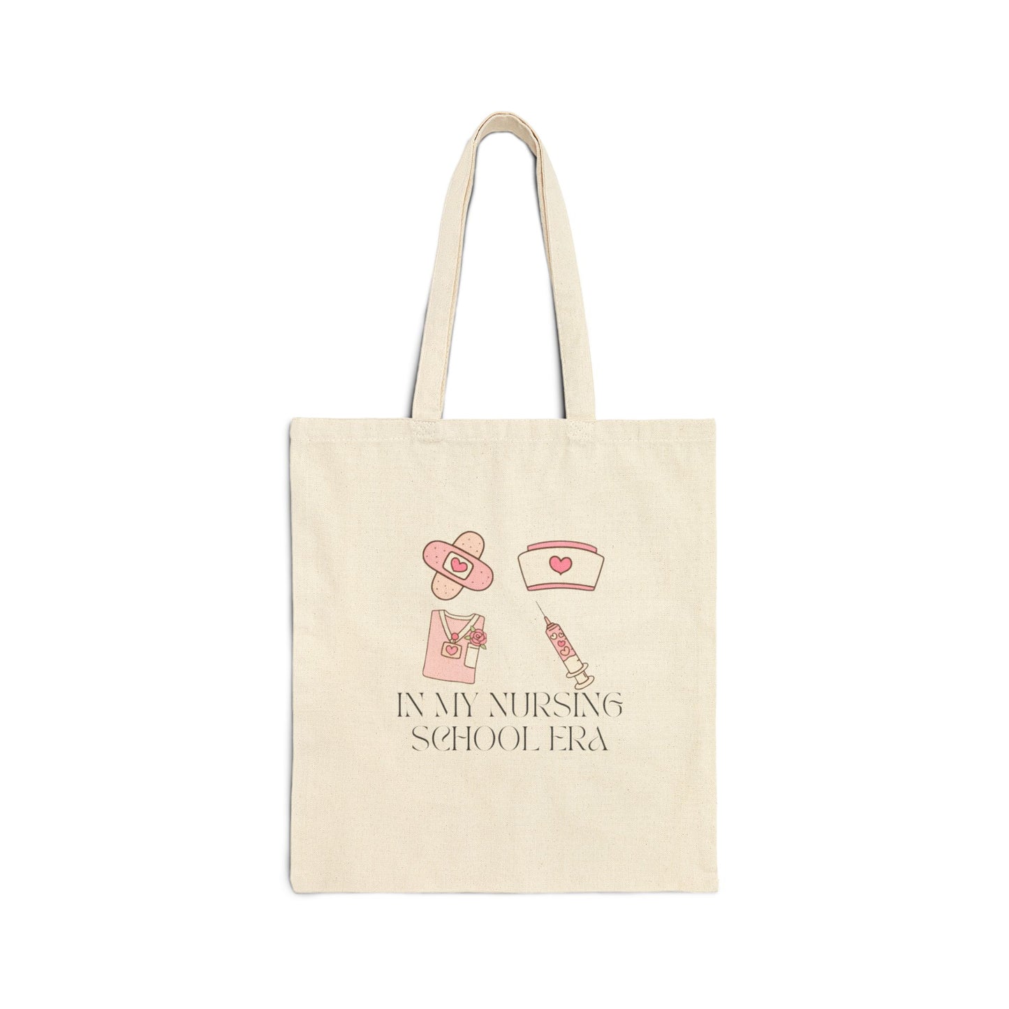 Nursing School Era Canvas Tote – Cute Nurse Icons & Text Tote Bag