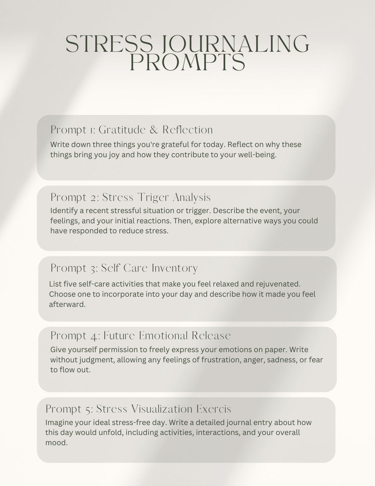 Stress Management: Journaling Prompts